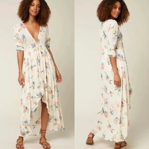 NWT O’Neill Boyce Floral High Low Button Down Maxi Dress